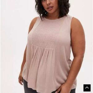 Torrid Crinkle Gauze Smocked Tank Top